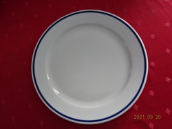 Plain porcelain flat plate with blue stripes, made according to the plans of Éva Ambrus. There are!