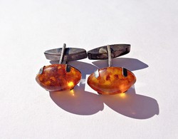 835 silver cufflinks with amber stones