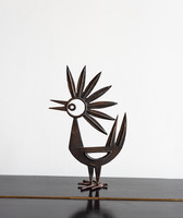 Percz János madár szobor - retro fémműves ötvös iparművész dísztárgy - réz / bronz
