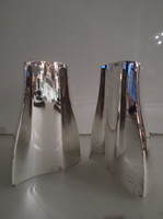 Salt and pepper shaker - 45 dkg - silver-plated - metal - porcelain - marked - 9 x 6.5 cm - flawless