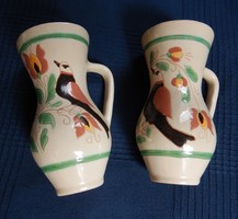 Two pieces of folk ceramic jug with goblet