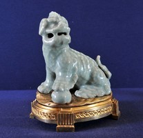 Antique Chinese celadon ceramic lion, 17th century