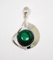 Silver pendant decorated with malachite stone (zal-ag97799)