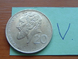Cyprus 20 cents 2001 kitioni genius, philosopher, nickel-brass, royal mint, llantrisant #v