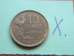 FRANCIA 10 FRANCS FRANK 1951 Alumínium-bronz KAKAS #X