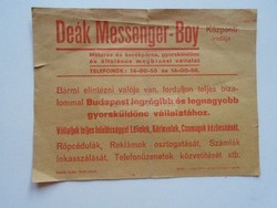 G21.504 Deák messenger- boy motorized express courier advertising flyer with message hunnia film factory