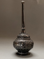 Elképesztő,antik,indiai ezüst rózsavíz-locsoló flaska,18.század!