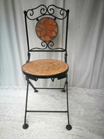Terrakotta betétes fém kis szék,  virágtartó