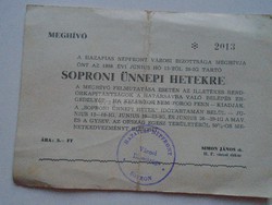 G21.512 Invitation - domestic folk front - Sopron festive weeks 1959 -sopron 50% mood. Máv gysev