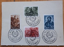 Kossuth Lajos halálának 50. évfordulójára megjelent sor alkalmi bélyegzéssel