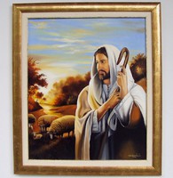 A good shepherd 60x50cm + frame oil - canvas painting