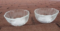 Pair of thick glass old serious compote bowls