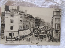 Antik angol képeslap/üdvözlőlap London, Oxford Street 1910, autók, járókelők, épületek