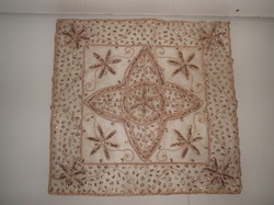 Tablecloth - very old - hand-sewn with beads - 41 x 39 cm - Austrian - flawless