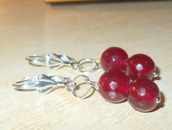 Tibetan silver earrings with red ruby mineral stones