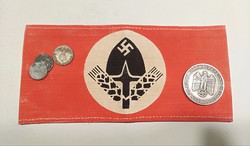 NSDAP náci, horogkeresztes RAD karszalag + győzelmi érem + reichspfennig