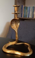 Réz gyertyatartó kobra szobor