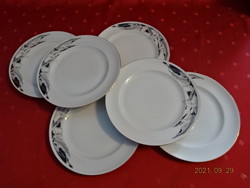 Great Plain porcelain small plate, six pieces, with black - gold pattern, diameter 19.5 cm. He has!