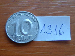 German ndk 10 pfennig 1953 e e (muldenhuetten mint, freiberg), alu. # 1316