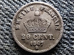 Franciaország III. Napóleon (1852-1870) .835 ezüst 20 Centimes 1867 BB (id44356)