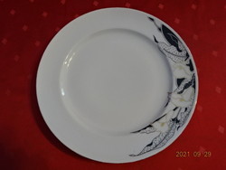Plain porcelain flat plate with black - gold pattern, diameter 24.5 cm. He has!