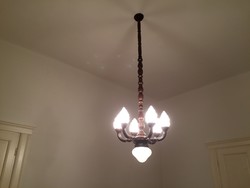 Antique wooden chandelier with 6 arms