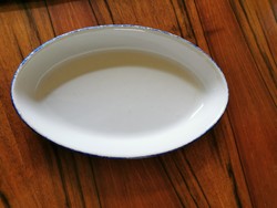 Alföldi porcelán kék szegélyes ovális tál, tányér, kocsonyás tányér