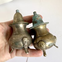 Antique metal salt and pepper shaker