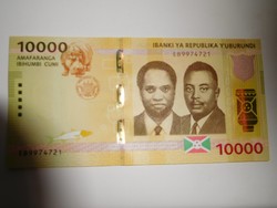 Burundi 10000 francs 2018 UNC A legnagyobb címlet!