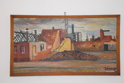 Signed oil painting by Ferenc Jánossy (1926-1983), friend and actor of Gábor Bódy