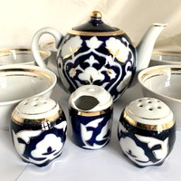 10 db-os gyönyörű üzbég kézzel festett teás készlet -vintage orosz teás készlet - Usbekische Teeset