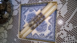 English blue scene napkins with candles