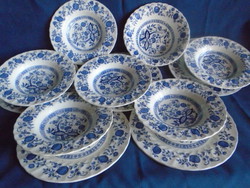 OLD englis ,angol kék fehér hagyma mintás porcelán étkészlet, 6 személyes