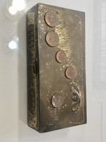 Art Nouveau box with coins
