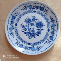 Porcelán süteményes tányér, hagyma mintás, kobalt kék, GDR