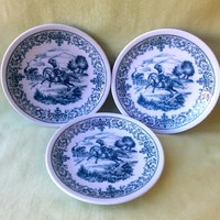Bavaria, German porcelain, equestrian, colt plate, blue and white (3 pcs.)