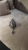 Silver pendant with amethyst and baroque pearls