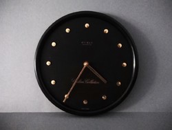 Black and gold weimar qouartz ddr wall clock, east germany 1980