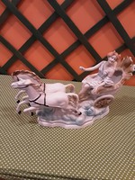 Romanian regal porcelain horse carriage with lady driver