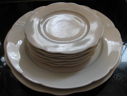 Zsolnay plain white art deco set, 2 cakes, sandwich, fried bowl, 6 small plates