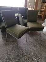 Retro chrome frame, bauhaus, art deco salon set, 2 chairs, 2 armchairs, sofa bed