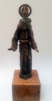 Miklós Borsos - Saint Francis of Assisi 16 cm bronze sculpture