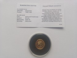 Hungarian treasury - gold forint commemorative coin of Matthias Hunyadi