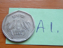INDIA 1 RÚPIA 1986 diamond: (B), (Mumbai Mint, Bombay) Réz-nikkel #AI