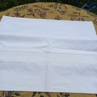 Old pillowcase with crochet insert.