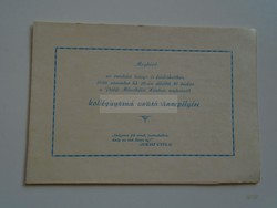 Av837.6 Invitation to Orosháza girl and boy dormitory 1960 inauguration ceremony