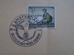 AV837.20 Második világháborús német tábori levelezőlapon Amsterdam  Deutschland Wird Siegen b. 1944