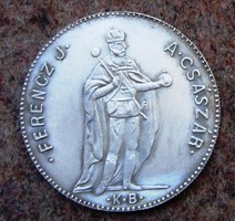 Ferencz József 4 dukát ezüstérem 2009 bajai éremgyűjtők kiadása, 40mm, 999finomság