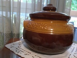 Transylvanian 5 liter glazed tile pot with lid
