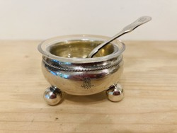Silver gilded diana glass insert spicy serving and own silver spoon
